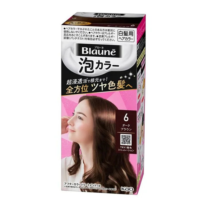 Kao Blauné Foam Hair Color – #6 Dark Brown(For White hair)