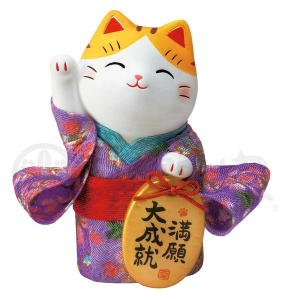 Yakushigama Colored Crepe Paper Oval Fortune Lucky Cat
(Mangan, Small) #7416