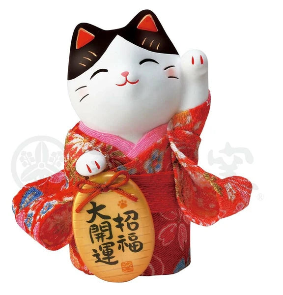 Yakushigama Colored Crepe Paper Oval Fortune Lucky Cat (Fortune, Small) #7417