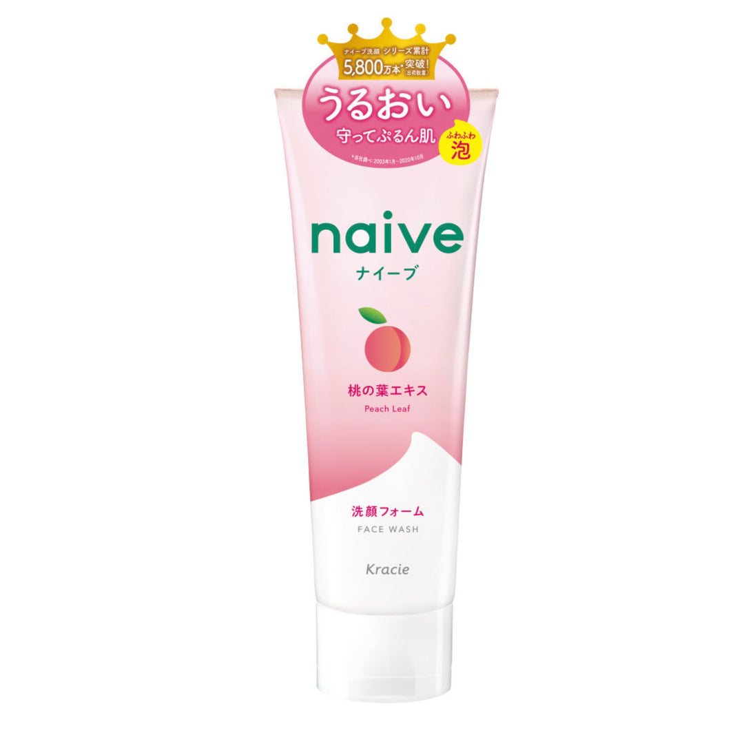 KRACIE NAIVE Natural Plant-Based Foaming Cleanser Peach Leaf 130g