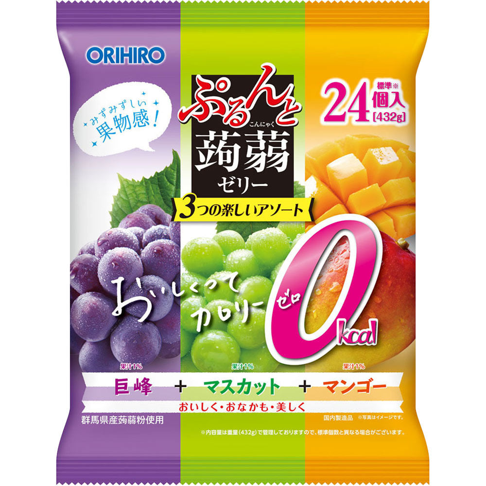 Orihiro Konjac Jelly – Kyoho Grape, Muscat Grape & Mango (24 Packs)