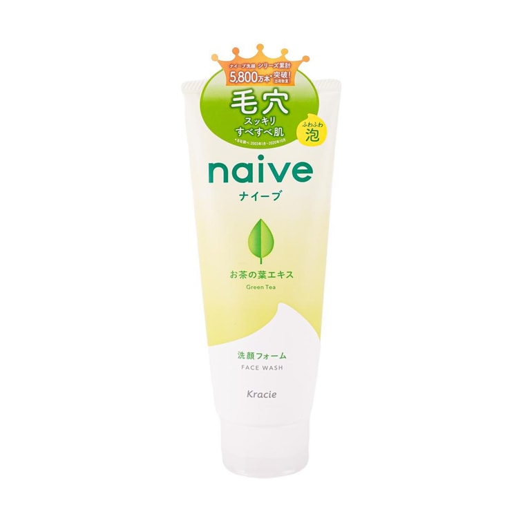 KRACIE NAIVE Natural Plant-Based Foaming Cleanser Green Tea 130g