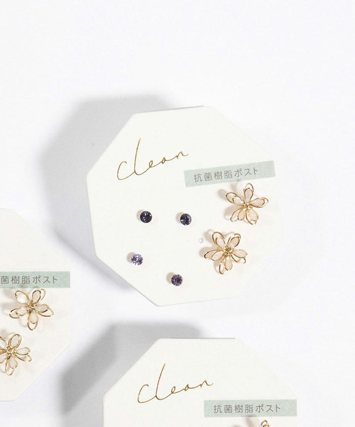 JUNO [Classic Popularity] Epoflower Antibacterial Resin Earring Set