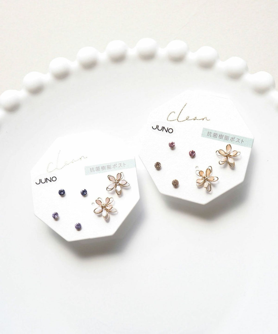 JUNO [Classic Popularity] Epoflower Antibacterial Resin Earring Set