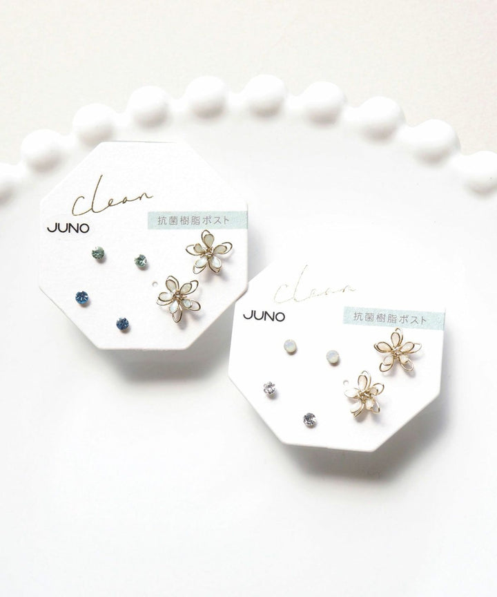 JUNO [Classic Popularity] Epoflower Antibacterial Resin Earring Set
