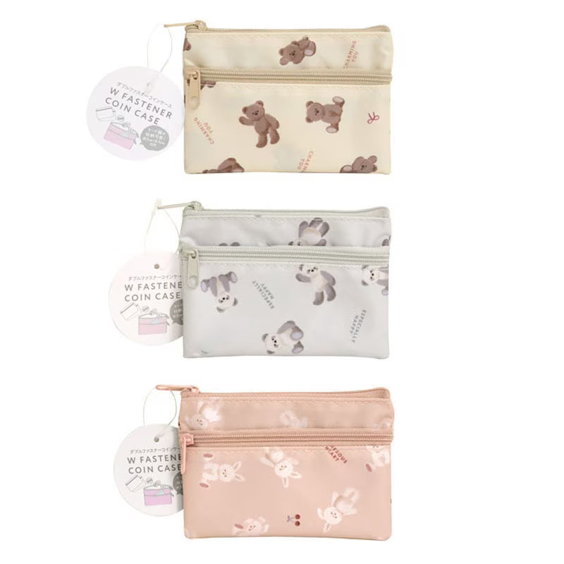 Fluffy Double-Zipper Coin Case Yui mart