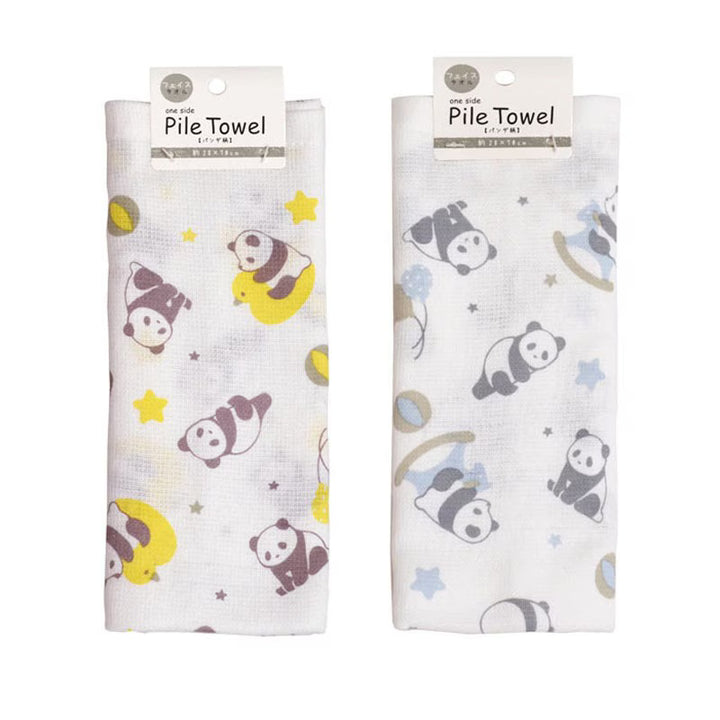 Panda single-sided pile face towel yellow and blue designs