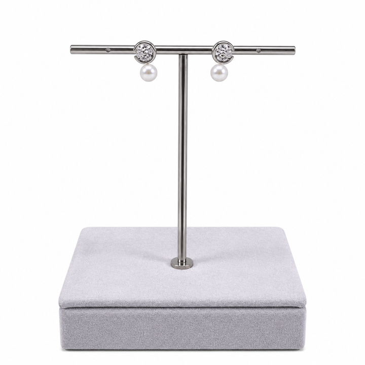 925 Sterling Silver Pearl Stud Earrings with Cubic Zirconia Yui mart