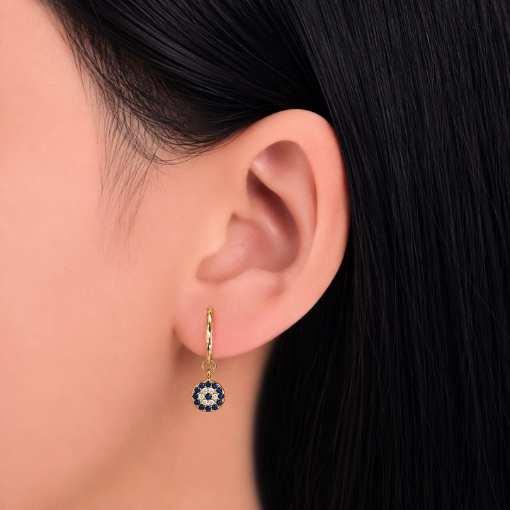 925 Sterling Silver Gold-Plated Evil Eye Hoop Earrings Yui mart