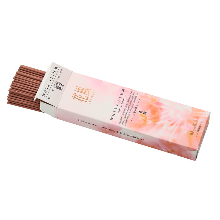 Ka-Fuh White Plum Japanese incense sticks and package detail by Nippon Kodo