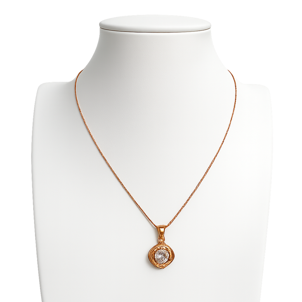 925 Sterling Silver Rose Gold-Plated Square Halo CZ Pendant Necklace Yui mart