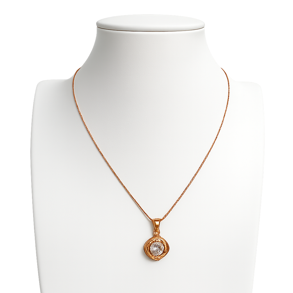 925 Sterling Silver Rose Gold-Plated Square Halo CZ Pendant Necklace Yui mart