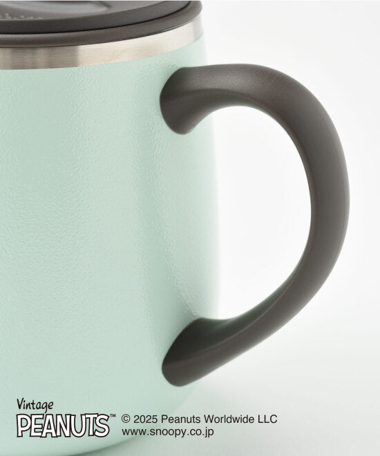 BRUNO PEANUTS Stainless Steel Mug with Lid, Short, Green, 320ml