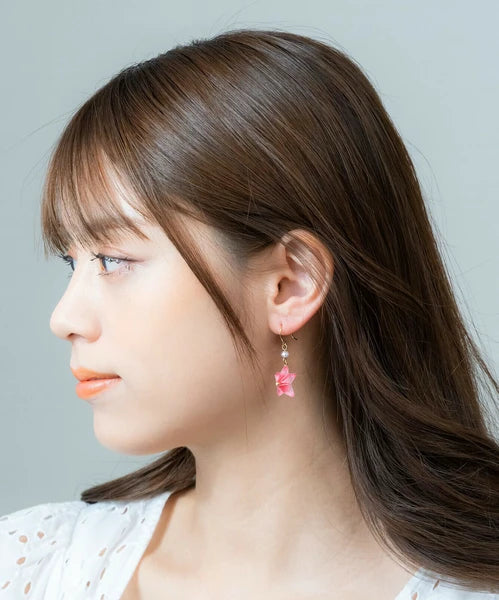 MUK Japanese Yuzen Origami Flower Earrings [Made in Japan] Umeko Zakka