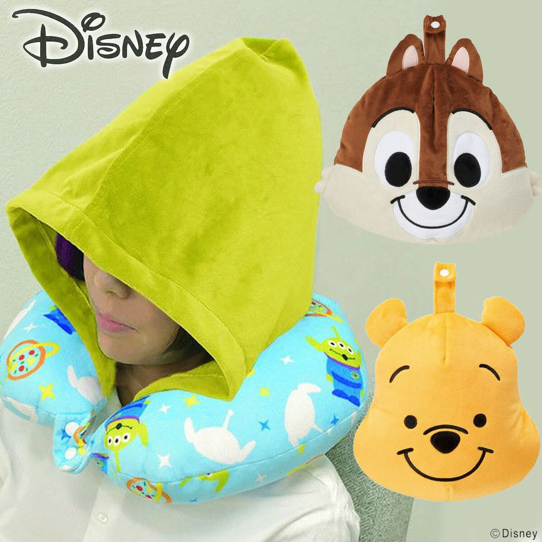 Disney Japan Travel Cartoon Shape Neck Pillow with Hat