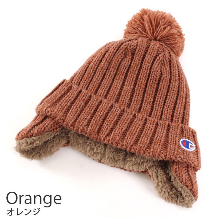 Champion ribbed pom-pom ear-flap knit beanie product detail 1