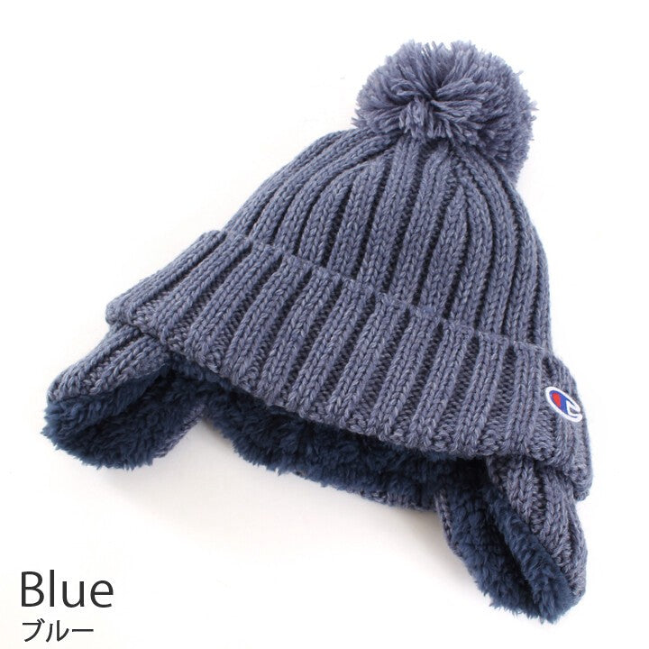 Champion ribbed pom-pom ear-flap knit beanie product detail 2