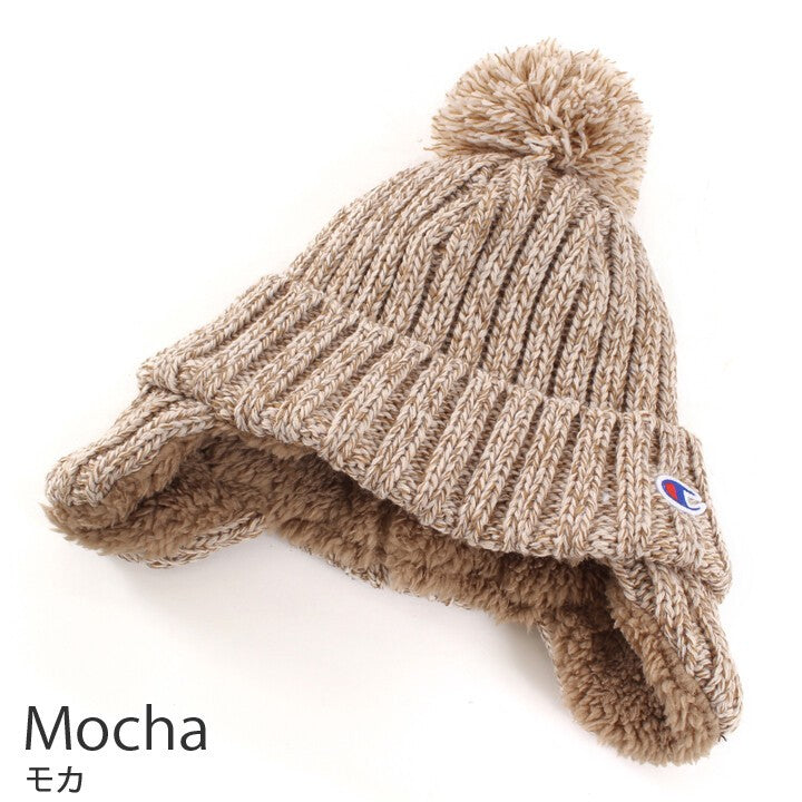 Champion ribbed pom-pom ear-flap knit beanie product detail 5