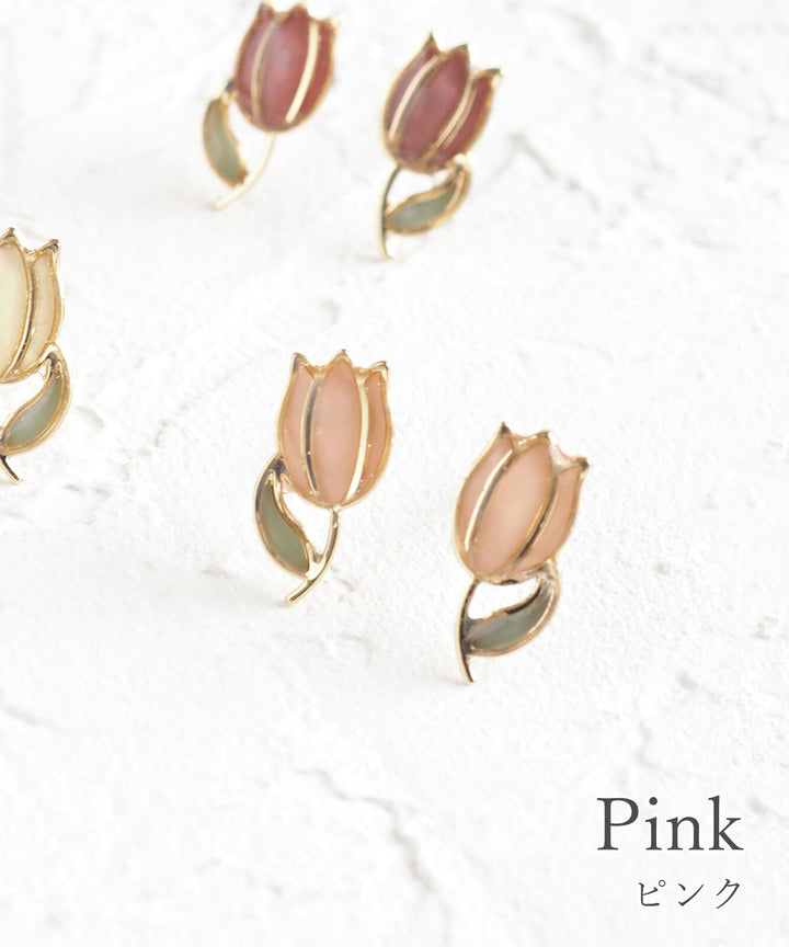MUK Tulip Epoxy Resin Earrings [Made in Japan] Yui mart