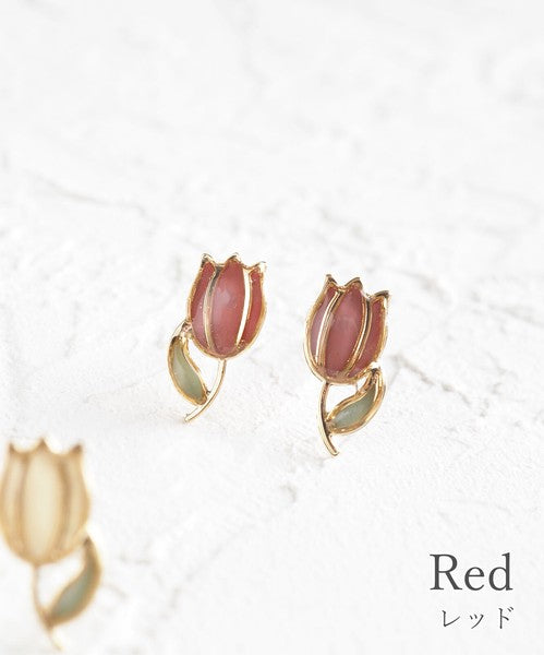 MUK Tulip Epoxy Resin Earrings [Made in Japan] Yui mart