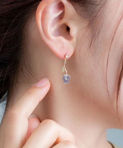 Dangling Pansy Earrings [Made in Japan]
