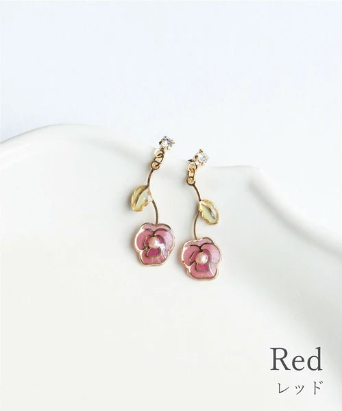 Dangling Pansy Earrings [Made in Japan]