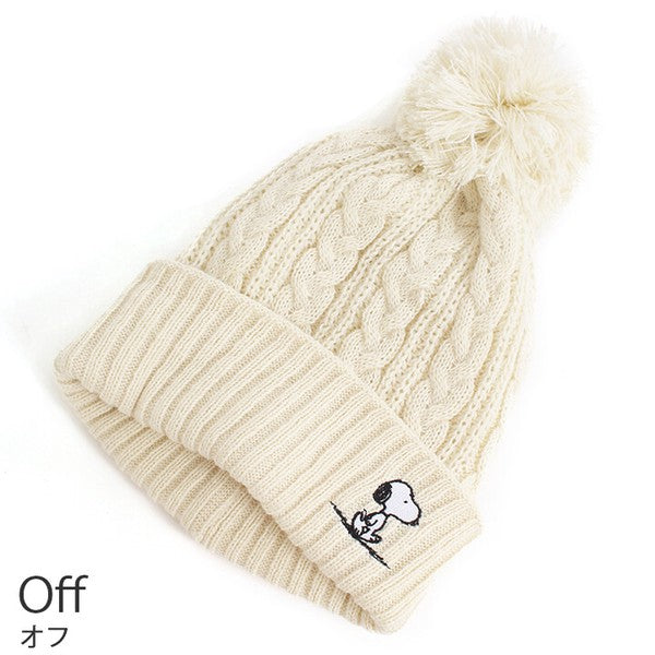 【Pre-Order】PEANUTS Snoopy Cable-Knit Pom-Pom Beanie PEANUTS