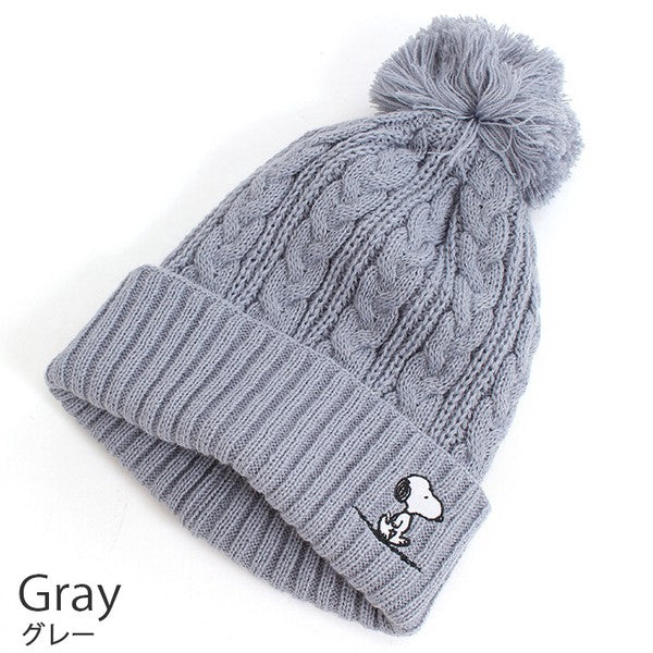 【Pre-Order】PEANUTS Snoopy Cable-Knit Pom-Pom Beanie PEANUTS