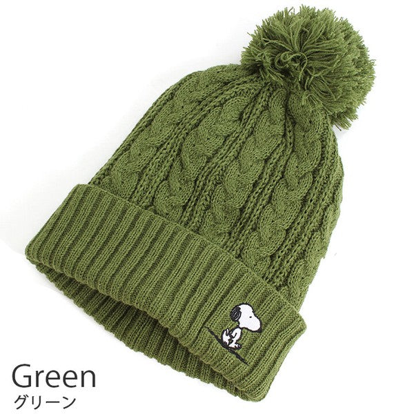 【Pre-Order】PEANUTS Snoopy Cable-Knit Pom-Pom Beanie PEANUTS