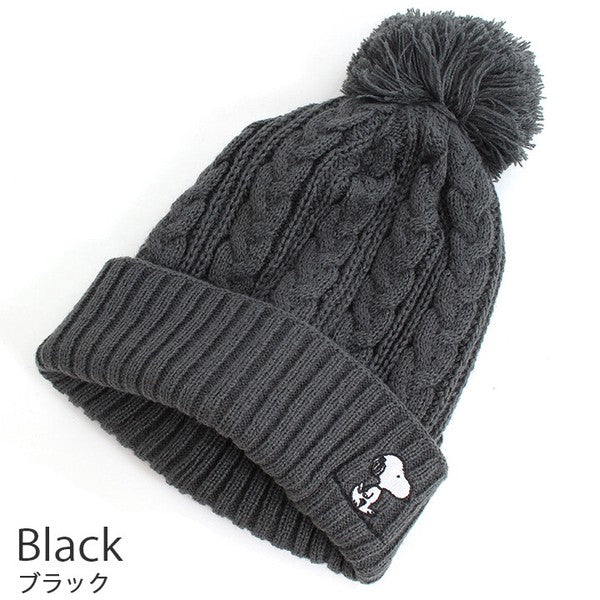 【Pre-Order】PEANUTS Snoopy Cable-Knit Pom-Pom Beanie PEANUTS