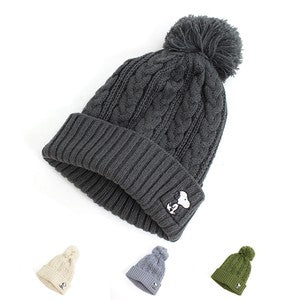 【Pre-Order】PEANUTS Snoopy Cable-Knit Pom-Pom Beanie PEANUTS
