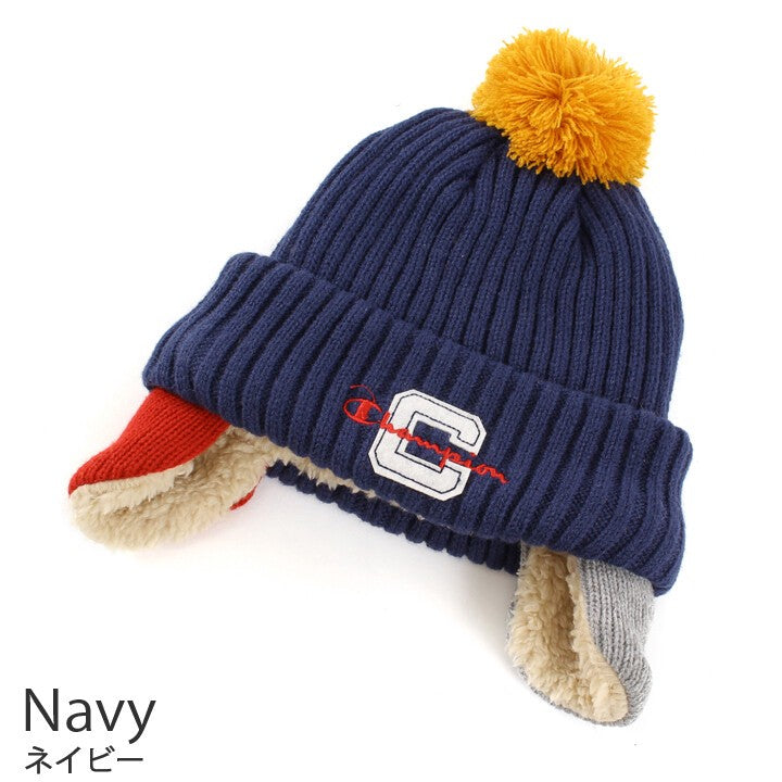 Champion Kids pom-pom ear-flap knit beanie product detail 4