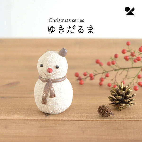 Shigaraki ware snowman figurine, made in Japan. MEIZAN