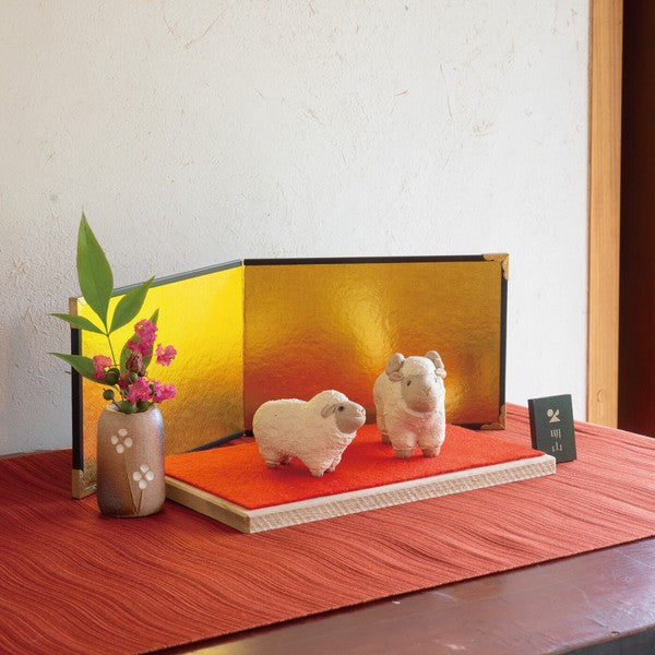 Meizan Pottery mini flower holder styled beside a zodiac figurine, accessories not included
