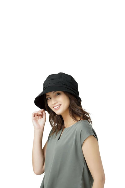 Japan UV CUT Cool Sunscreen Small Face Visor Foldable Black