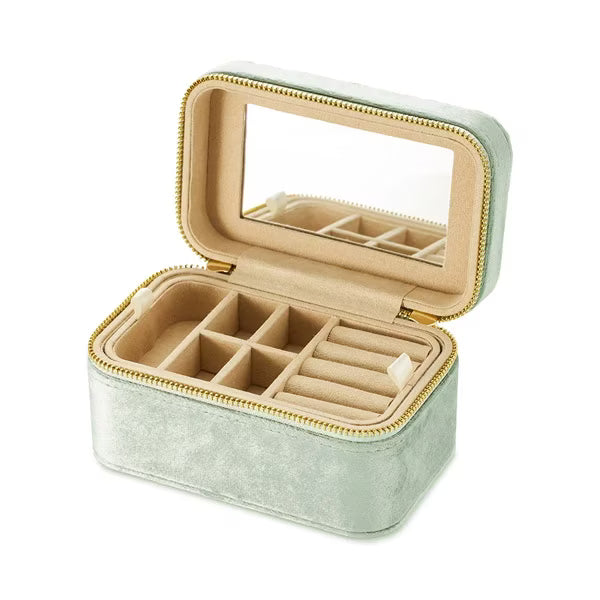 4°C Portable Elegant Flannel Jewelry Box Gift Box，Green