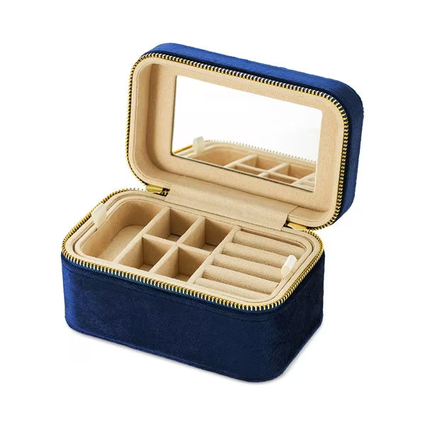4°C Portable Elegant Flannel Jewelry Box Gift Box，Navy