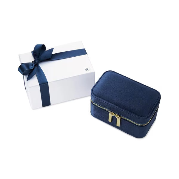 4°C Portable Elegant Flannel Jewelry Box Gift Box，Navy
