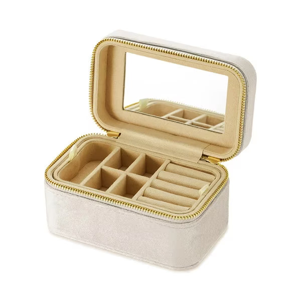 4°C Portable Elegant Flannel Jewelry Box Gift Box,Ivory