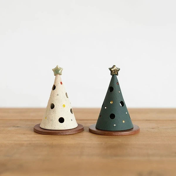 Miniature Christmas tree ornament, Shigaraki ware, Made in Japan MEIZAN