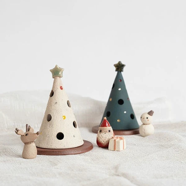 Miniature Christmas tree ornament, Shigaraki ware, Made in Japan MEIZAN