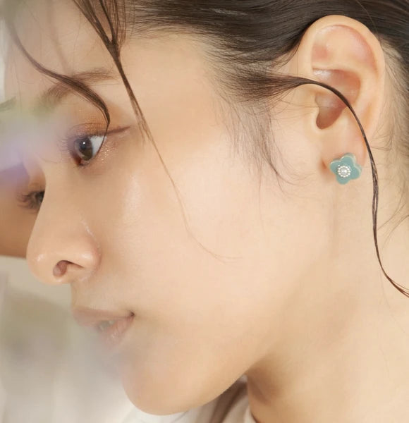 Minoyaki Mikelo Ceramic Pearl Flower Earrings [Made in Japan]