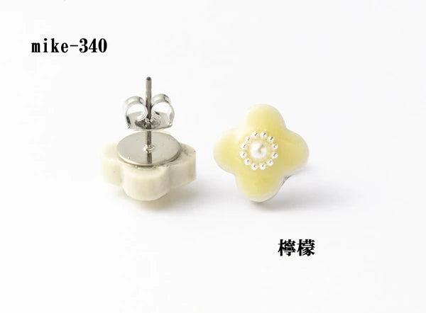 Minoyaki Mikelo Ceramic Pearl Flower Earrings [Made in Japan]