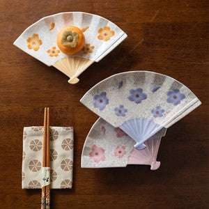 Tasei Kiln Pink Iridescent Cherry Blossom Fan-Shaped Plate Tasei Kiln