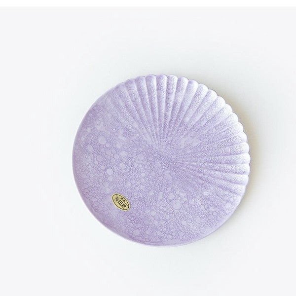 Purple Bubble Glaze Half-Chrysanthemum Plate 16 cm – Made in Japan Craft Nanpuu