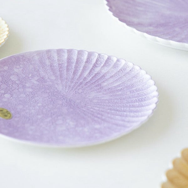 Purple Bubble Glaze Half-Chrysanthemum Plate 16 cm – Made in Japan Craft Nanpuu