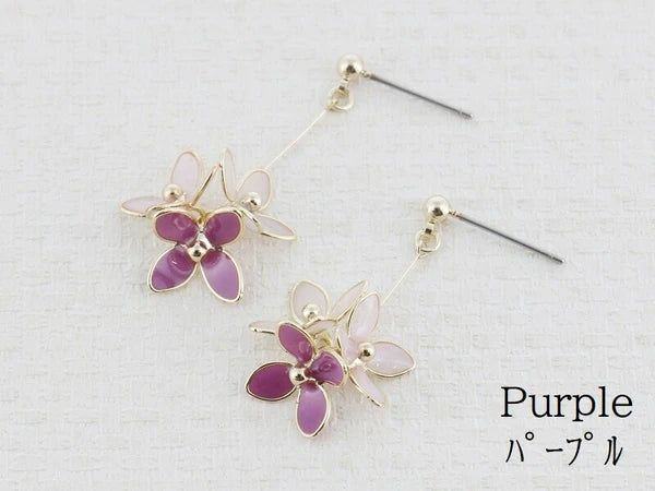 JUNO[Titanium Earrings] Hydrangea Pattern Earrings
