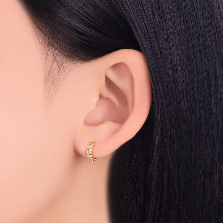 925 Sterling Silver Rose Gold Plated Wave Huggie Earrings Yui mart