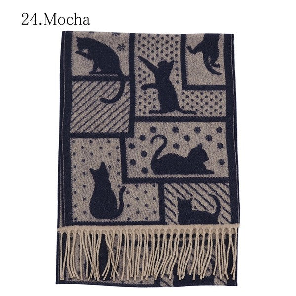 Mocha patchwork cat scarf full view