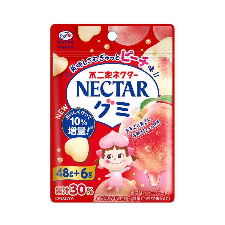 Fujiya Nectar Peach Gummies 54g Japanese peach gummy candy pouch